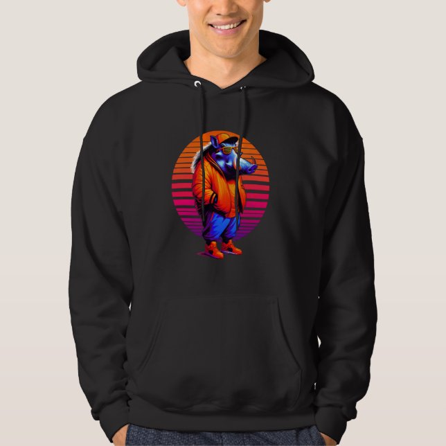 Cool Warthog Modern Urban Style Sunset Retro Art Hoodie (Front)