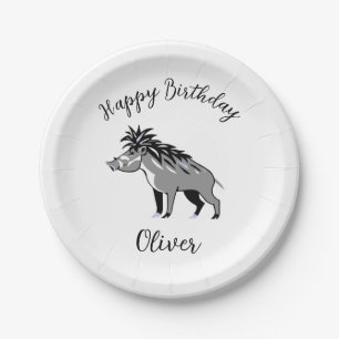 Cool WARTY PIG -Warthog - Wild animals - Paper Plate