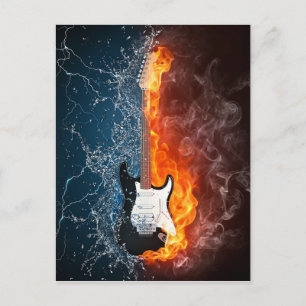 Cool Water and Fire Guitar Design Postcard