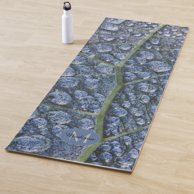 Cool water drops dew texture leaf Monogram Yoga Mat (In Situ)