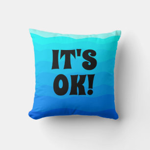 cool watercolor aqua typography funny cute retro cushion