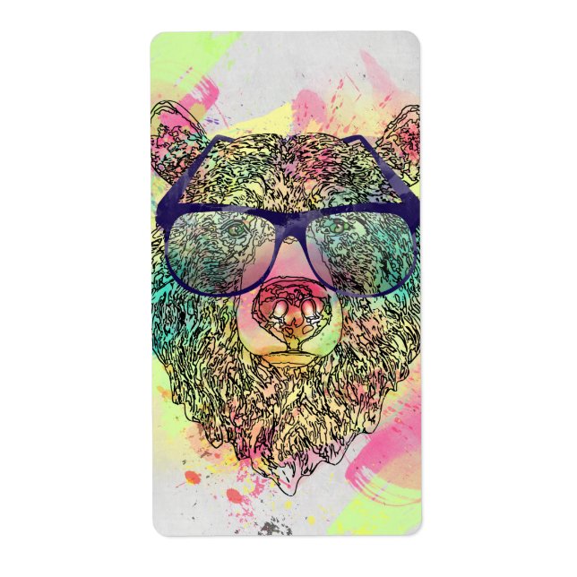 Cool watercolor bear with glasses design (Front)