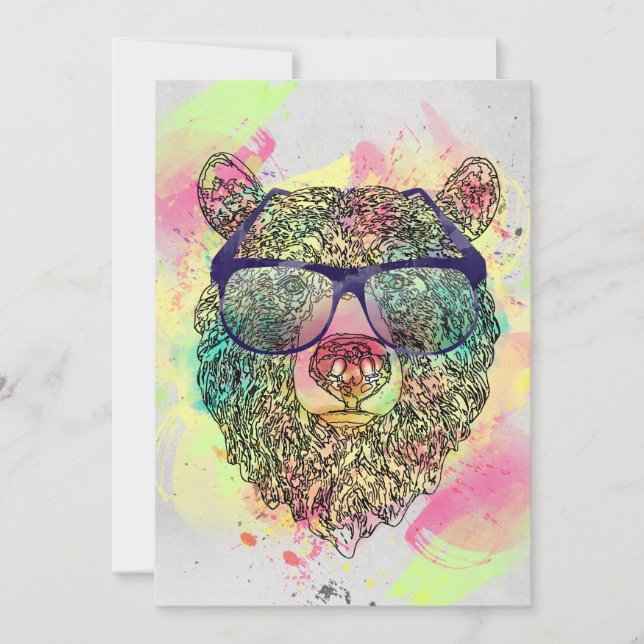 Cool watercolor bear with glasses design (Front)