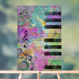 Cool Watercolor Colourful Piano  Acrylic Sign