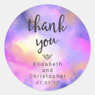 Cool Watercolor Design - Surreal Clouds Thank You Classic Round Sticker