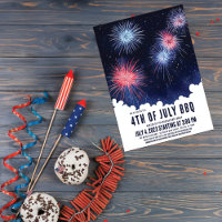 Cool Watercolor Fireworks Nigh Sky 4th of July BBQ