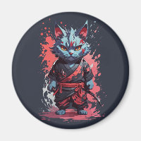 Cool Watercolor Grey Ninja Cat Warrior