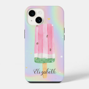 Cool Watercolor Ice cream Holographic iPhone 14 Case