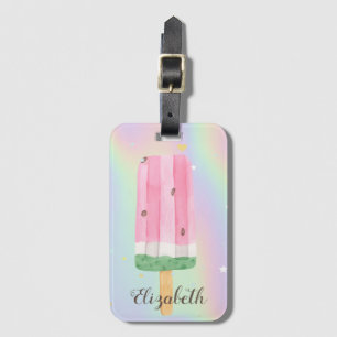 Cool Watercolor Ice cream Holographic Luggage Tag