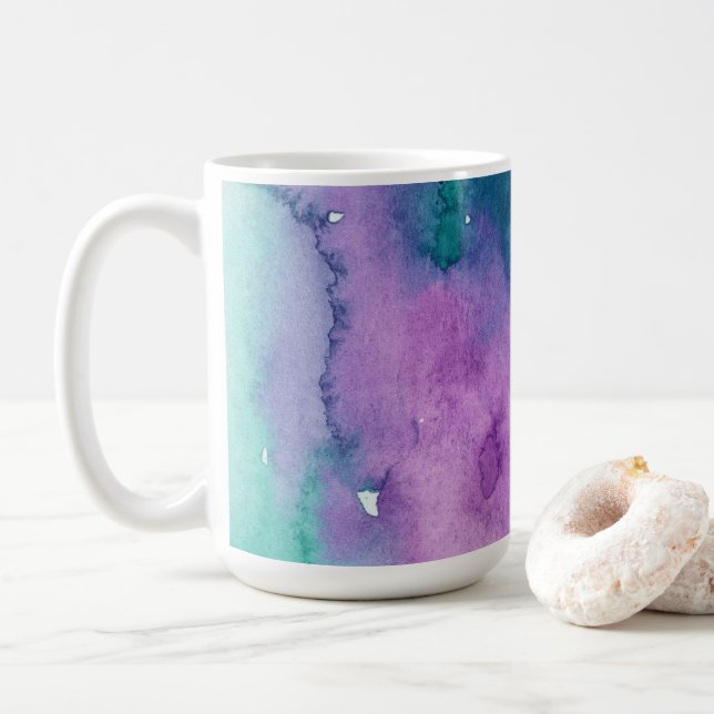 Cool Watercolor Mug Blue, Green, Purple (With Donut)