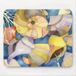 Cool Watercolor Sea Shells Mouse Mat