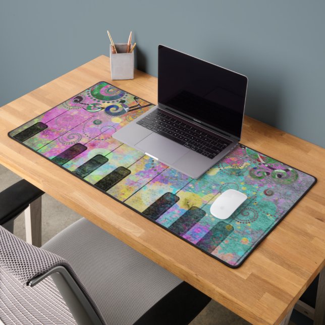 Cool Watercolors Splatters Colourful Piano Desk Mat (Office 2)