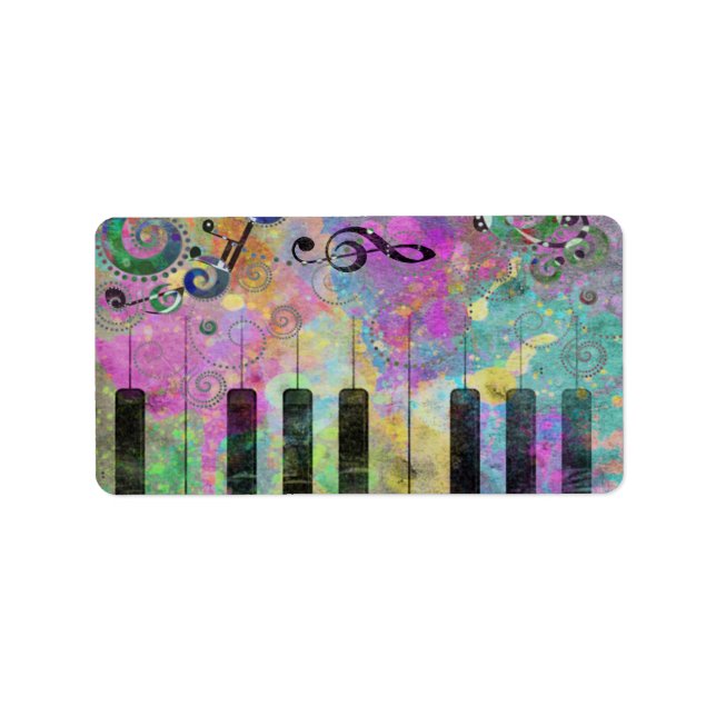 Cool Watercolors Splatters Colourful Piano Label (Front)