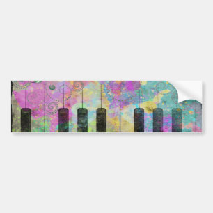 Cool watercolours splatters colourful piano bumper sticker