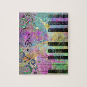 Cool watercolours splatters colourful piano jigsaw puzzle