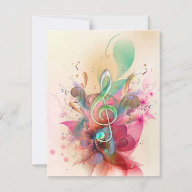 Cool watercolours treble clef music notes swirls (Front)