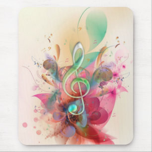 Cool watercolours treble clef music notes swirls mouse mat