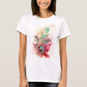 Cool watercolours treble clef music notes swirls T-Shirt