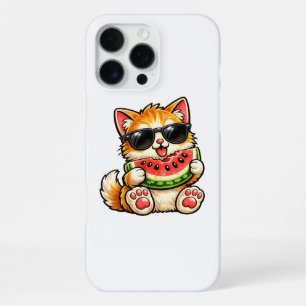Cool Watermelon Cat iPhone 16 Pro Max Case