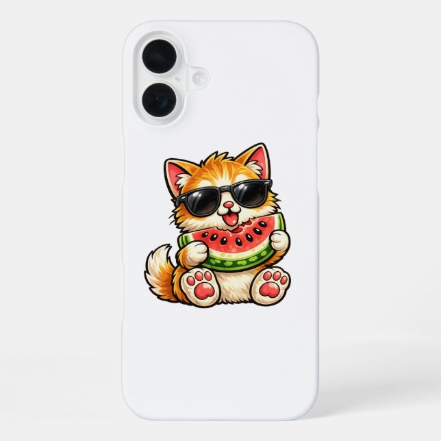 Cool Watermelon Cat iPhone Case (Back)