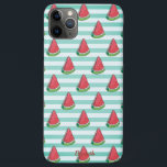 Cool Watermelon Stripes  - Personalised iPhone 11 Pro Max Case<br><div class="desc">Cool watermelon on striped background with  your name.</div>