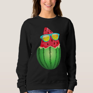 Cool Watermelon With Sunglasses Summer Sweatshirt