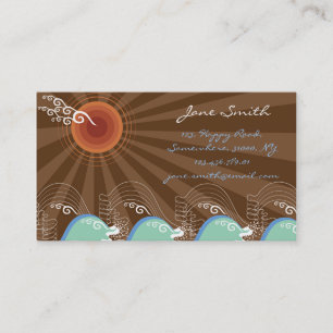 Cool Waves Tropical Summer Sun Brown Stripes Beach Business Card