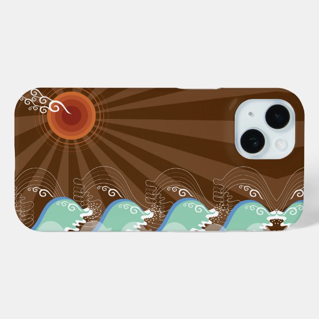 Cool Waves Tropical Summer Sun Brown Stripes Beach Case-Mate iPhone Case (Back (Horizontal))