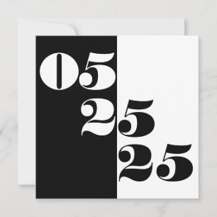 Cool Wedding Date Typography Block Black and White Save The Date