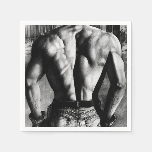 Cool Weightlifting Masculine Man Art For Men Paper Napkin (Front)