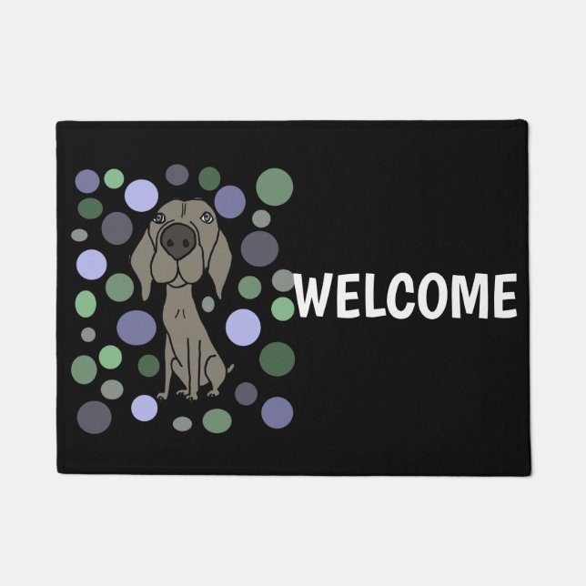 Cool Weimaraner and Circle Pattern Abstract Art Doormat (Front)