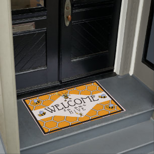 Cool Welcome To Our Bee Hive Doormat
