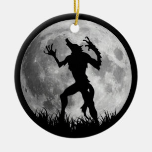 Cool Werewolf Full Moon Transformation Ceramic Tree Decoration