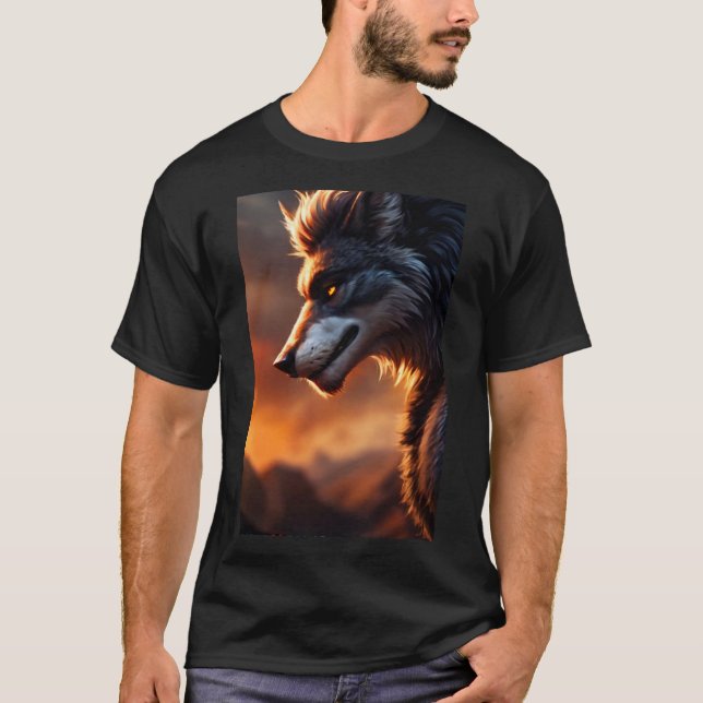 Cool Werewolf Furry Therian Art T-Shirt (Front)