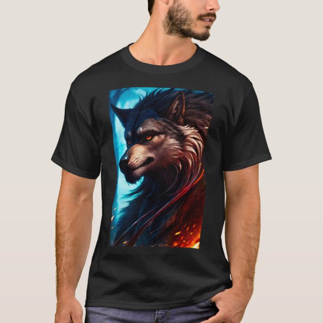 Cool Werewolf Furry Therian Art T-Shirt (Front)