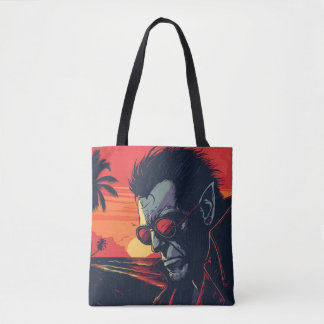 Cool Werewolf Retro Sunset Halloween Tote Bag