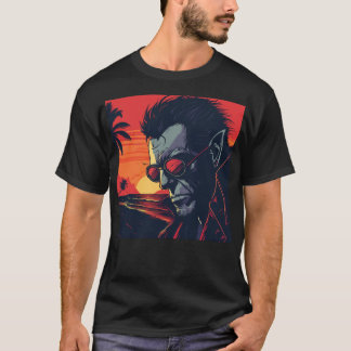 Cool Werewolf Retro Sunset T-Shirt