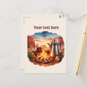 Cool Western Bonfire add message  Postcard