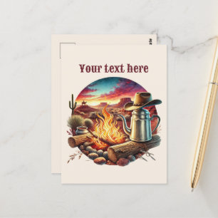 Cool Western campfire add message Postcard