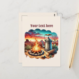 Cool Western campfire add message  Postcard