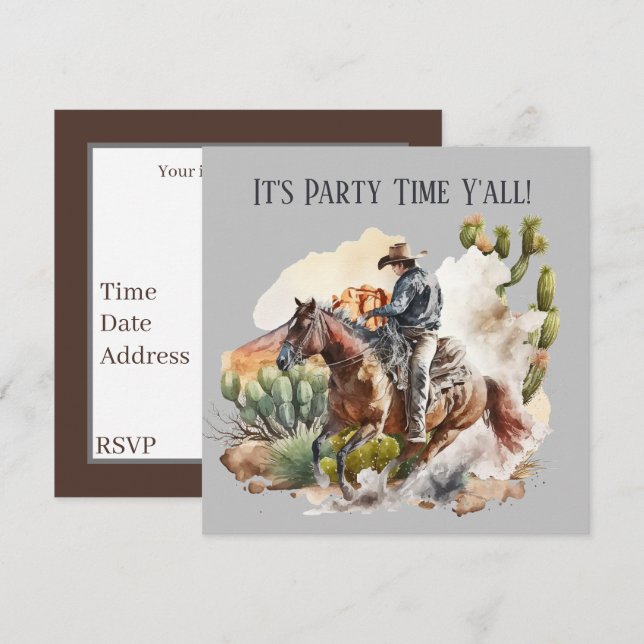 cool Western cowboy lovers Invitation (Front/Back)
