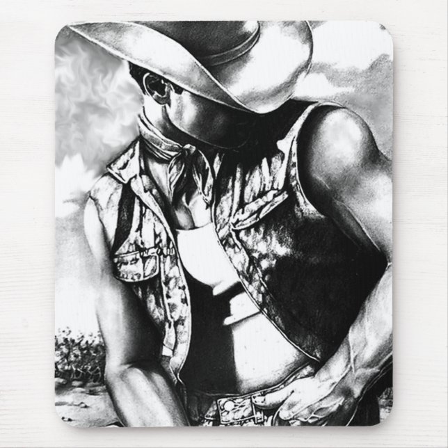 Cool Western Cowboy Masculine Art Modern Mouse Mat (Front)