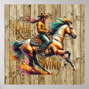Cool Western cowboy ride Poster
