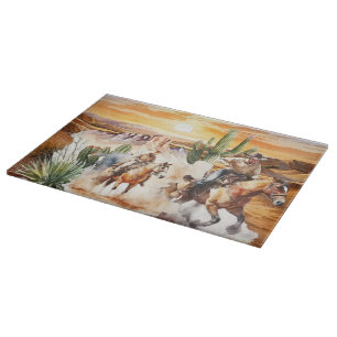 Cool Western cowboy scene Cutting Board
