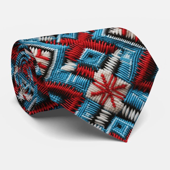 Cool Western embroidery tiled pattern  Tie (Rolled)