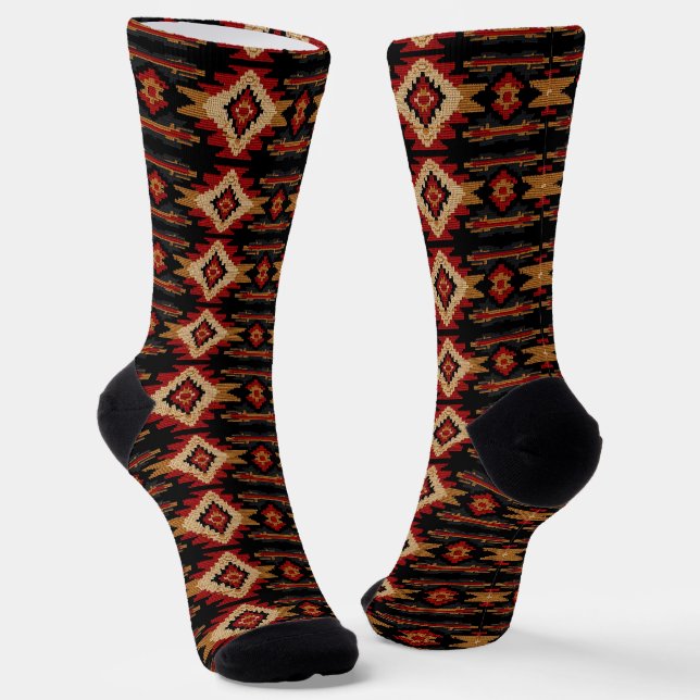 Cool Western faux knit Aztec  Socks (Angled)