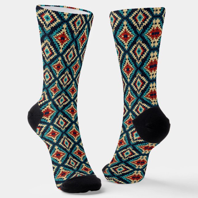 Cool Western faux knit Aztec  Socks (Angled)