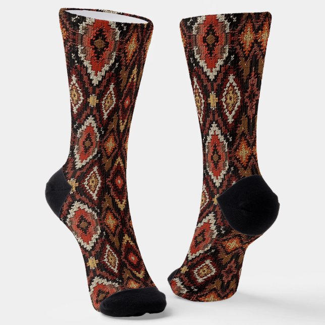Cool Western faux knit Aztec  Socks (Angled)