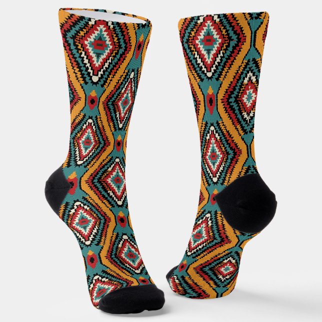 Cool Western faux knit Aztec  Socks (Angled)