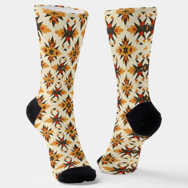 Cool Western Indian pattern tiled  Socks (Angled)